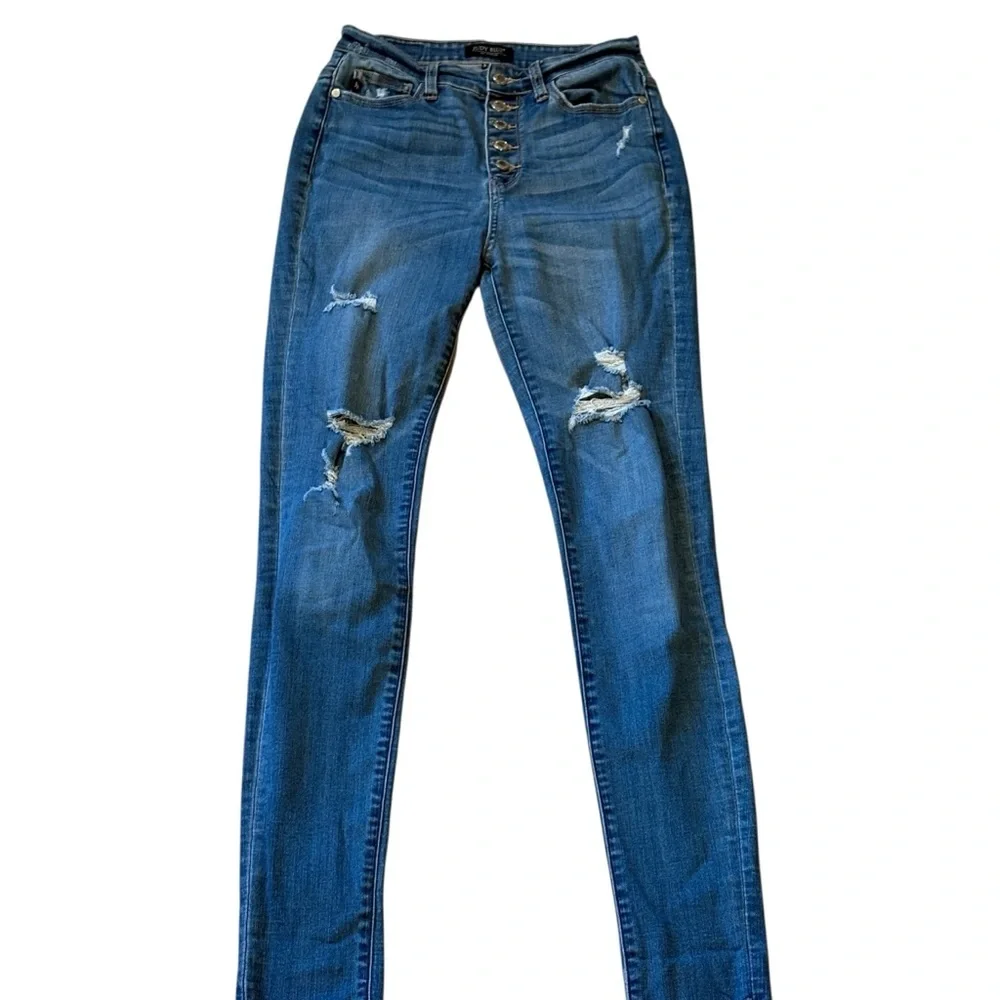 Judy Blue Womens Skinny Stretch Denim High Rise Jeans 5/27 Button Fly #JB8281MD - Picture 4 of 9